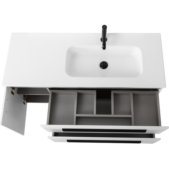 Тумба подвесная с раковиной Cezares ECO-CER-N-1200-2C-1A-SO-BL-R 120 см (раковина CZR-8095-120-R) bianco lucido фото 7