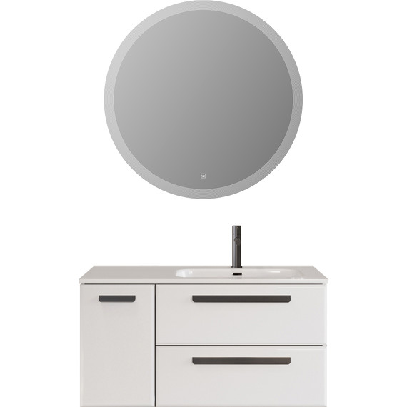 Тумба подвесная с раковиной Cezares ECO-CER-N-1000-2C-1A-SO-BL-R 100 см (раковина CZR-8095-100-R) bianco lucido фото 16