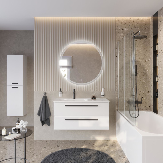 Тумба подвесная с раковиной Cezares ECO-CER-N-1000-2C-SO-BL-L 100 см (раковина CZR-8095-100-L) bianco lucido фото 12