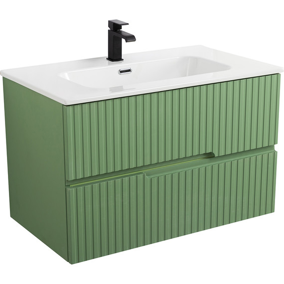 Тумба подвесная с раковиной Cezares DUET-N-800-2C-SO-PS-P 80 см (раковина CZR-8095-80) фисташковый софт - 2 Тумба подвесная с раковиной Cezares DUET-N-800-2C-SO-PS-P 80 см (раковина CZR-8095-80) фисташковый софт фото 2