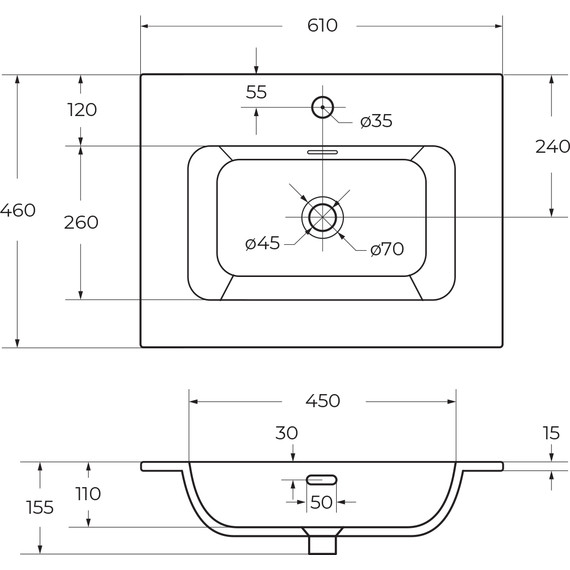 Тумба подвесная с раковиной Cezares ECO-CER-N-600-2C-SO-BL 60 см (раковина CZR-8073-60) bianco lucido фото 18