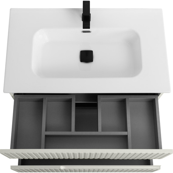 Тумба подвесная с раковиной Cezares DUET-N-800-2C-SO-AS-P 80 см (раковина CZR-8095-80) альпака брашированная фото 4