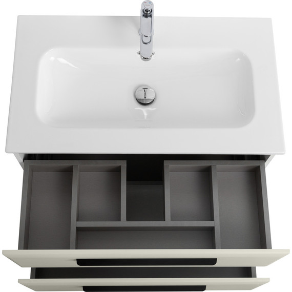 Тумба подвесная с раковиной Cezares ECO-CER-N-800-2C-SO-AS-P 80 см (раковина CZR-8073-80) альпака брашированная фото 4