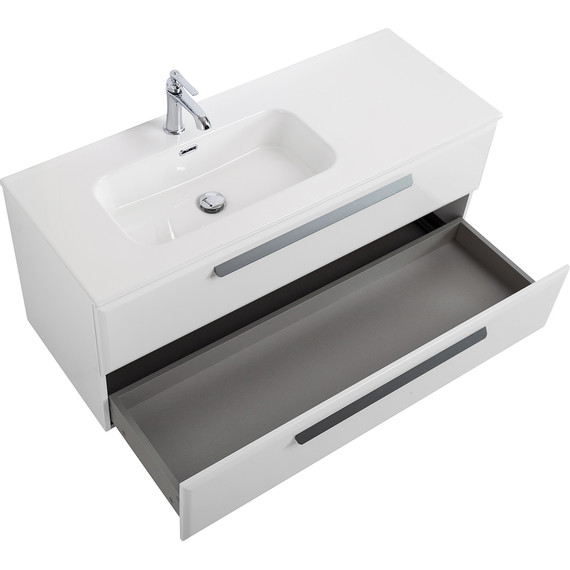 Тумба подвесная с раковиной Cezares ECO-CER-N-1200-2C-SO-BL-L 120 см (раковина CZR-8095-120-L) bianco lucido фото 3