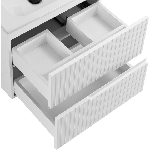 Тумба подвесная с раковиной Cezares DUET-N-600-2C-SO-BL 60 см (раковина CZR-8095-60) bianco lucido фото 5