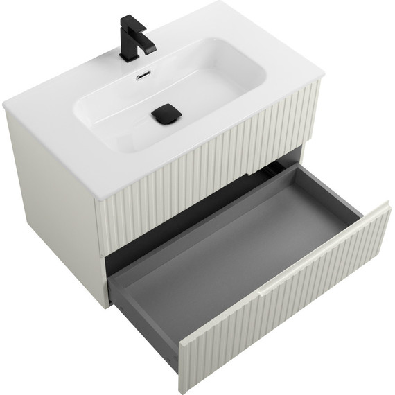 Тумба подвесная с раковиной Cezares DUET-N-800-2C-SO-AS-P 80 см (раковина CZR-8095-80) альпака брашированная фото 3