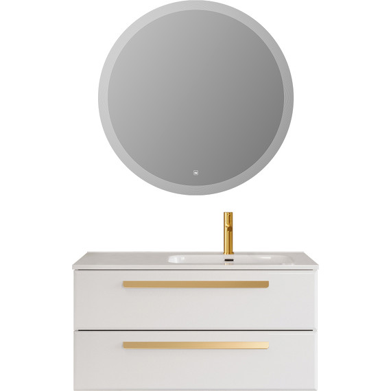 Тумба подвесная с раковиной Cezares ECO-CER-N-1000-2C-SO-BL-R 100 см (раковина CZR-8095-100-R) bianco lucido фото 15