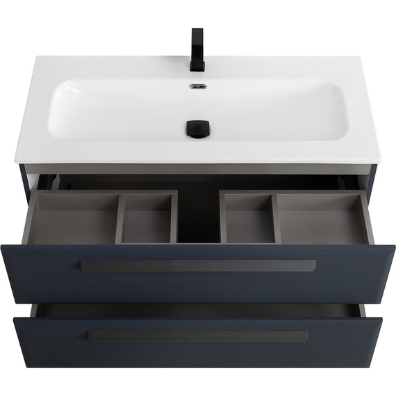 Тумба подвесная с раковиной Cezares ECO-CER-N-1000-2C-SO-GR-P 100 см (раковина CZR-8073-100) grafito фото 4