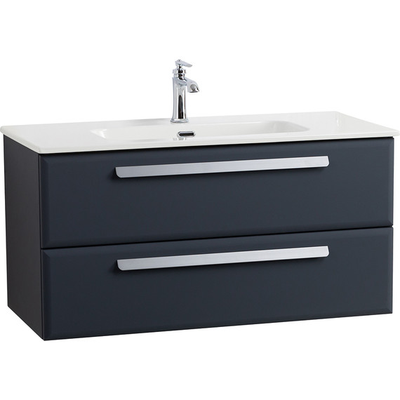 Тумба подвесная с раковиной Cezares ECO-CER-N-1000-2C-SO-GR-P 100 см (раковина CZR-8095-100) grafito фото 2