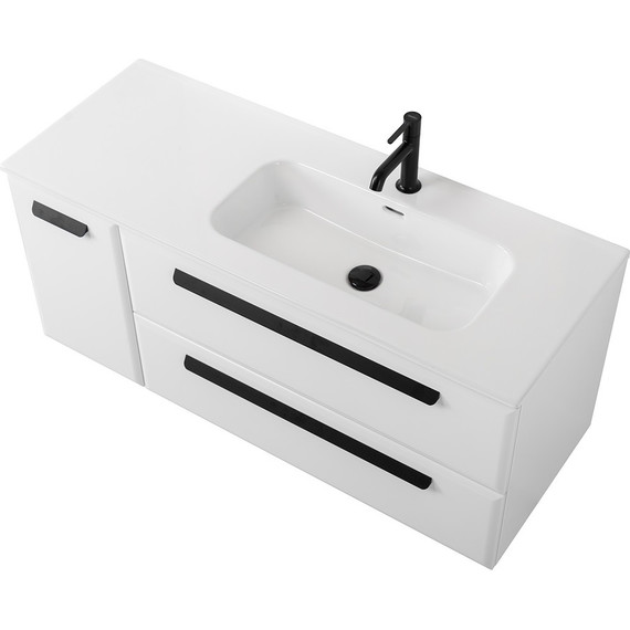 Тумба подвесная с раковиной Cezares ECO-CER-N-1200-2C-1A-SO-BL-R 120 см (раковина CZR-8095-120-R) bianco lucido фото 4