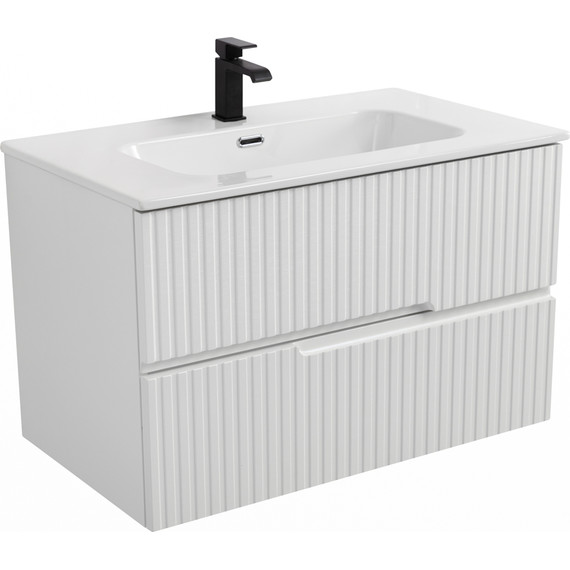 Тумба подвесная с раковиной Cezares DUET-N-800-2C-SO-BL 80 см (раковина CZR-8095-80) bianco lucido фото 2