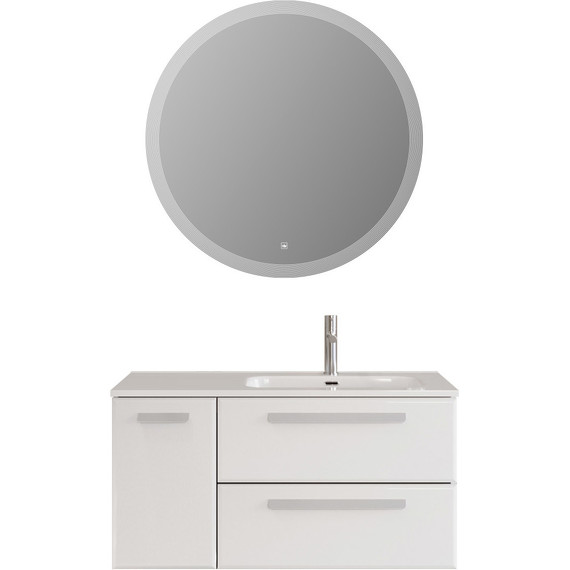 Тумба подвесная с раковиной Cezares ECO-CER-N-1000-2C-1A-SO-BL-R 100 см (раковина CZR-8095-100-R) bianco lucido фото 11