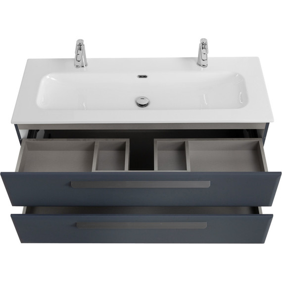 Тумба подвесная с раковиной Cezares ECO-CER-N-1200-2C-SO-GR-P 120 см (раковина CZR-8073-120-1-2) grafito фото 4