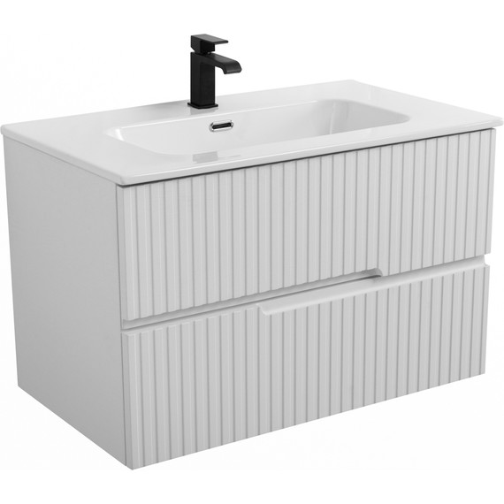 Тумба подвесная с раковиной Cezares DUET-N-800-2C-SO-FBS-P 80 см (раковина CZR-8095-80) ясень белый софт фото 2