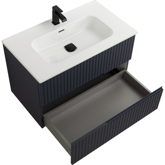 Тумба подвесная с раковиной Cezares DUET-N-800-2C-SO-GR-P 80 см (раковина CZR-8095-80) grafito фото 3