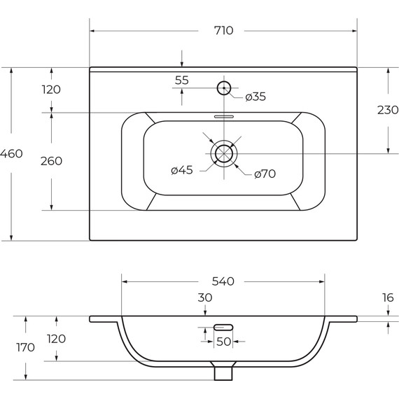 Тумба подвесная с раковиной Cezares DUET-N-700-2C-SO-BL 70 см (раковина CZR-8095-70) bianco lucido фото 9