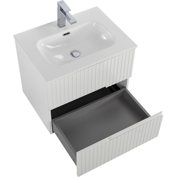 Тумба подвесная с раковиной Cezares DUET-N-600-2C-SO-BL 60 см (раковина CZR-8073-60) bianco lucido фото 3