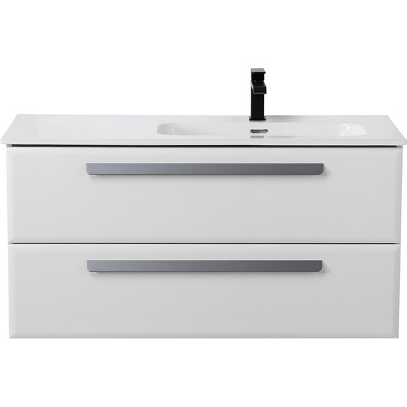 Тумба подвесная с раковиной Cezares ECO-CER-N-1000-2C-SO-BL-R 100 см (раковина CZR-8095-100-R) bianco lucido фото 