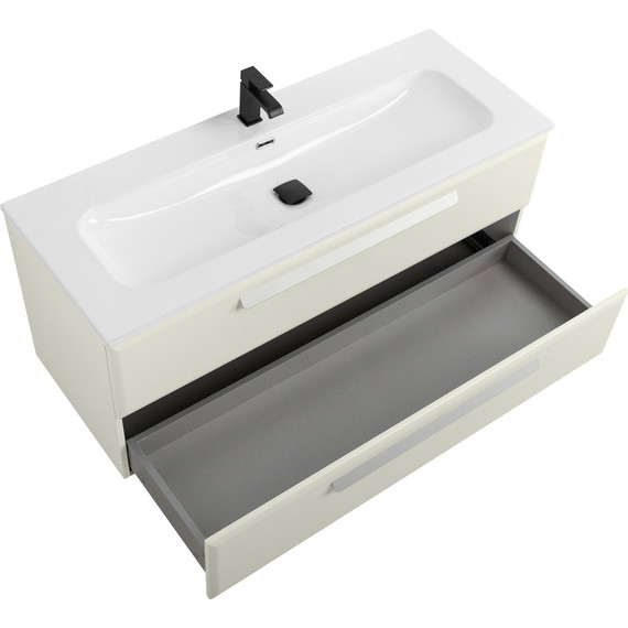 Тумба подвесная с раковиной Cezares ECO-CER-N-1200-2C-SO-AS-P 120 см (раковина CZR-8073-120) альпака брашированная фото 4