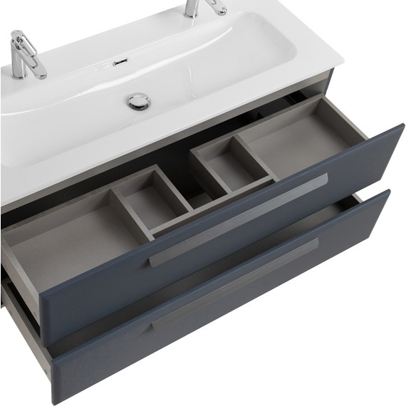 Тумба подвесная с раковиной Cezares ECO-CER-N-1200-2C-SO-GR-P 120 см (раковина CZR-8073-120-1-2) grafito фото 5