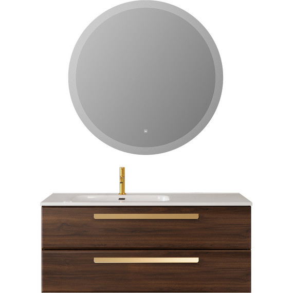 Тумба подвесная с раковиной Cezares ECO-CER-N-1200-2C-SO-NCS-P-L 120 см (раковина CZR-8095-120-L) орех шоколад софт фото 9