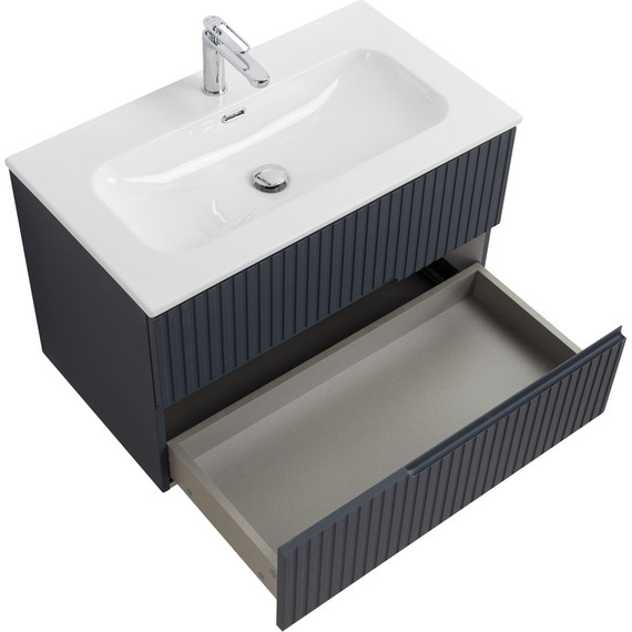 Тумба подвесная с раковиной Cezares DUET-N-800-2C-SO-GR-P 80 см (раковина CZR-8073-80) grafito фото 3