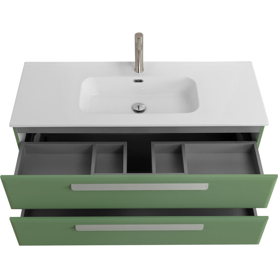 Тумба подвесная с раковиной Cezares ECO-CER-N-1200-2C-SO-PS-P 120 см (раковина CZR-8095-120) фисташковый софт фото 4