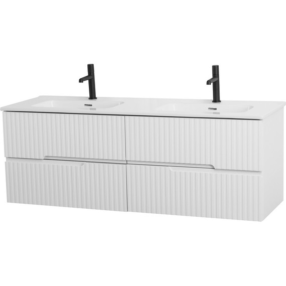 Тумба подвесная с раковиной Cezares DUET-N-1400-4C-SO-2-BL 140 см (раковина CZR-8095-140-2) bianco lucido - 3 Тумба подвесная с раковиной Cezares DUET-N-1400-4C-SO-2-BL 140 см (раковина CZR-8095-140-2) bianco lucido фото 3