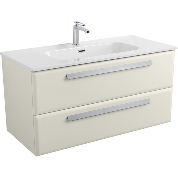 Тумба подвесная с раковиной Cezares ECO-CER-N-1000-2C-SO-AS-P 100 см (раковина CZR-8095-100) альпака брашированная фото 2