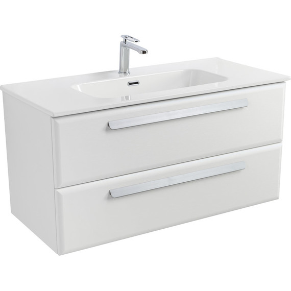 Тумба подвесная с раковиной Cezares ECO-CER-N-1000-2C-SO-BO 100 см (раковина CZR-8095-100) bianco opaco фото 2