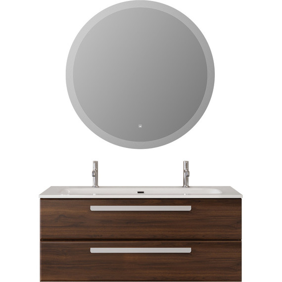 Тумба подвесная с раковиной Cezares ECO-CER-N-1200-2C-SO-NCS-P 120 см (раковина CZR-8073-120-1-2) орех шоколад софт фото 9