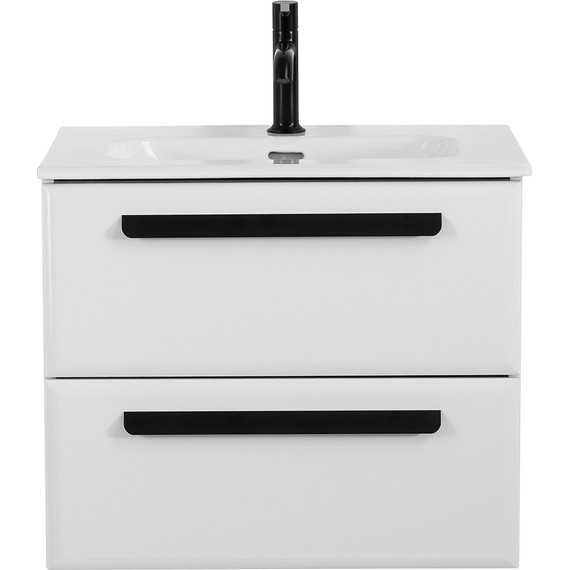 Тумба подвесная с раковиной Cezares ECO-CER-N-600-2C-SO-BL 60 см (раковина CZR-8073-60) bianco lucido фото 