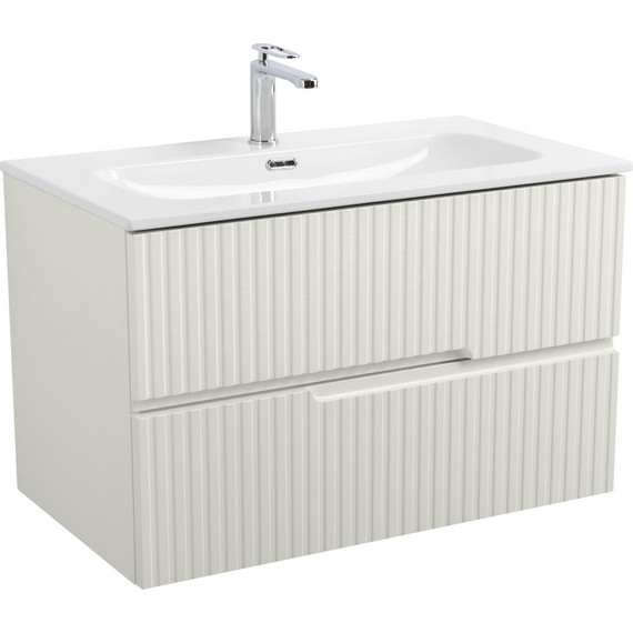 Тумба подвесная с раковиной Cezares DUET-N-800-2C-SO-AS-P 80 см (раковина CZR-8073-80) альпака брашированная фото 2