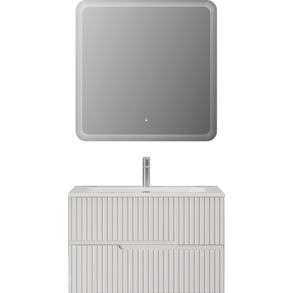 Тумба подвесная с раковиной Cezares DUET-N-800-2C-SO-BL 80 см (раковина CZR-8073-80) bianco lucido фото 9