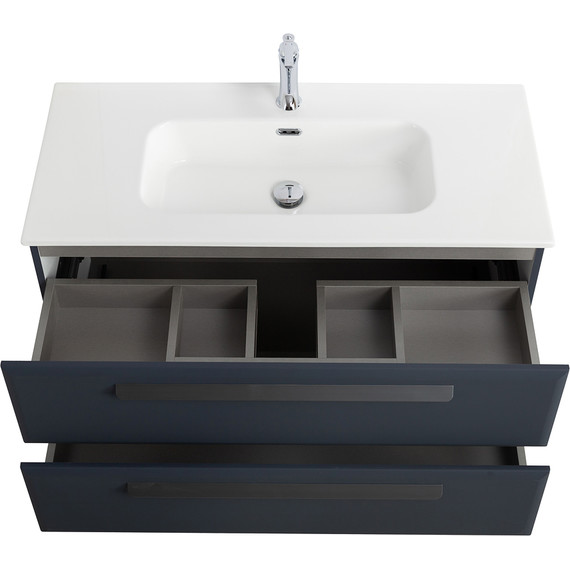 Тумба подвесная с раковиной Cezares ECO-CER-N-1000-2C-SO-GR-P 100 см (раковина CZR-8095-100) grafito фото 4