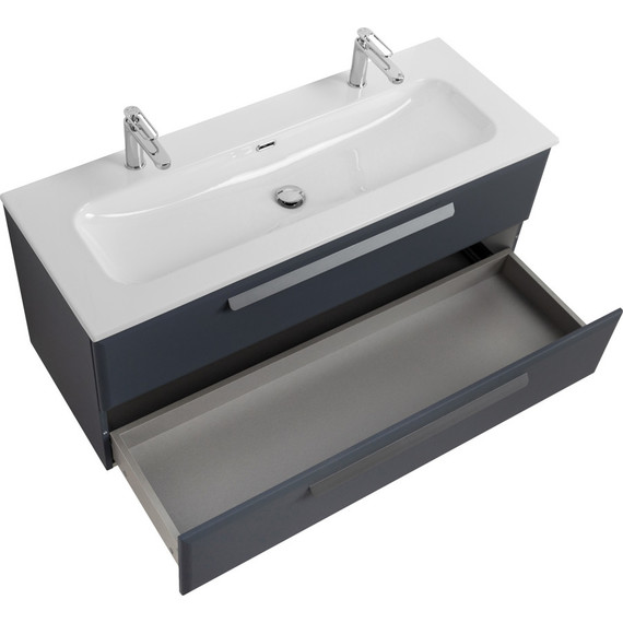 Тумба подвесная с раковиной Cezares ECO-CER-N-1200-2C-SO-GR-P 120 см (раковина CZR-8073-120-1-2) grafito фото 3