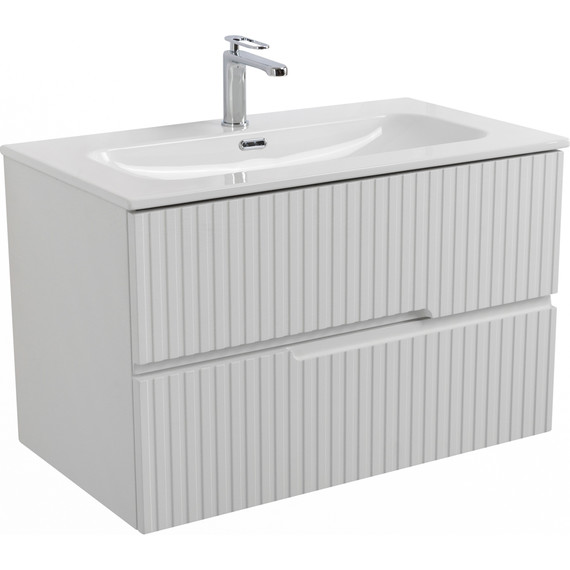 Тумба подвесная с раковиной Cezares DUET-N-800-2C-SO-FBS-P 80 см (раковина CZR-8073-80) ясень белый софт - 2 Тумба подвесная с раковиной Cezares DUET-N-800-2C-SO-FBS-P 80 см (раковина CZR-8073-80) ясень белый софт фото 2