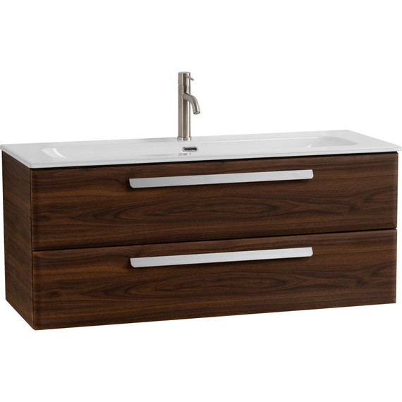 Тумба подвесная с раковиной Cezares ECO-CER-N-1200-2C-SO-NCS-P 120 см (раковина CZR-8073-120) орех шоколад софт фото 2