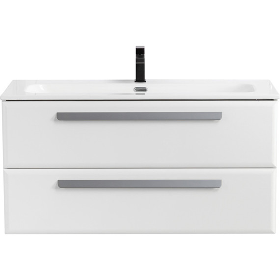 Тумба подвесная с раковиной Cezares ECO-CER-N-1000-2C-SO-BL 100 см (раковина CZR-8073-100) bianco lucido фото 