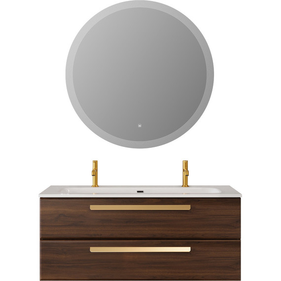 Тумба подвесная с раковиной Cezares ECO-CER-N-1200-2C-SO-NCS-P 120 см (раковина CZR-8073-120-1-2) орех шоколад софт фото 15