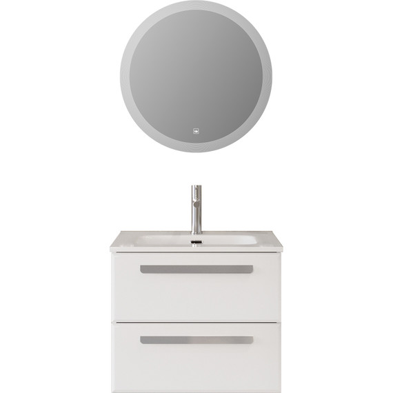 Тумба подвесная с раковиной Cezares ECO-CER-N-600-2C-SO-BL 60 см (раковина CZR-8073-60) bianco lucido фото 10