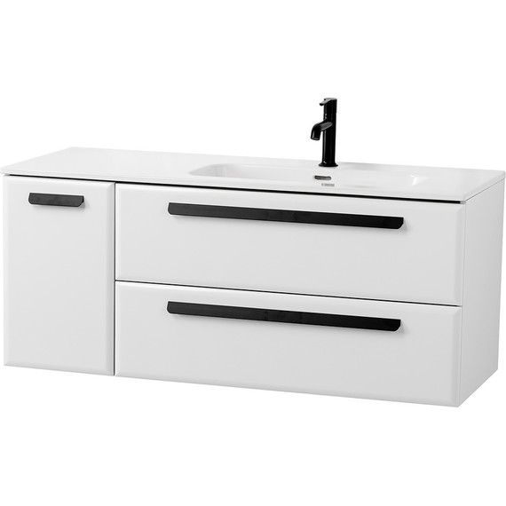 Тумба подвесная с раковиной Cezares ECO-CER-N-1200-2C-1A-SO-BL-R 120 см (раковина CZR-8095-120-R) bianco lucido фото 2