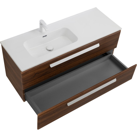 Тумба подвесная с раковиной Cezares ECO-CER-N-1200-2C-SO-NCS-P-L 120 см (раковина CZR-8095-120-L) орех шоколад софт фото 3