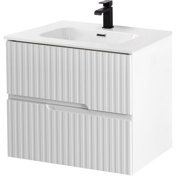 Тумба подвесная с раковиной Cezares DUET-N-600-2C-SO-BL 60 см (раковина CZR-8095-60) bianco lucido фото 2