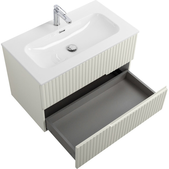 Тумба подвесная с раковиной Cezares DUET-N-800-2C-SO-AS-P 80 см (раковина CZR-8073-80) альпака брашированная фото 3