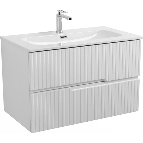 Тумба подвесная с раковиной Cezares DUET-N-800-2C-SO-BL 80 см (раковина CZR-8073-80) bianco lucido фото 2