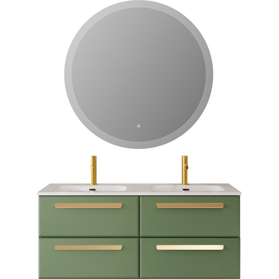 Тумба подвесная с раковиной Cezares ECO-CER-N-1200-4C-SO-2-PS-P 120 см (раковина CZR-8073-120-2) фисташковый софт фото 14