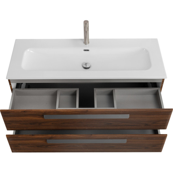 Тумба подвесная с раковиной Cezares ECO-CER-N-1200-2C-SO-NCS-P 120 см (раковина CZR-8073-120) орех шоколад софт фото 4