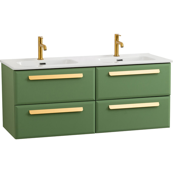 Тумба подвесная с раковиной Cezares ECO-CER-N-1200-4C-SO-2-PS-P 120 см (раковина CZR-8073-120-2) фисташковый софт фото 2