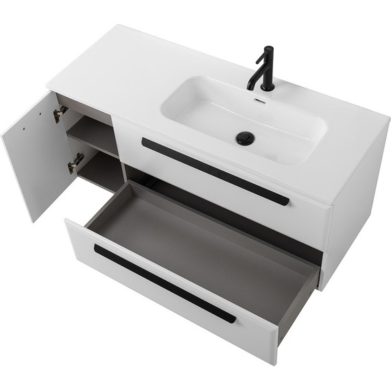 Тумба подвесная с раковиной Cezares ECO-CER-N-1200-2C-1A-SO-BL-R 120 см (раковина CZR-8095-120-R) bianco lucido фото 5